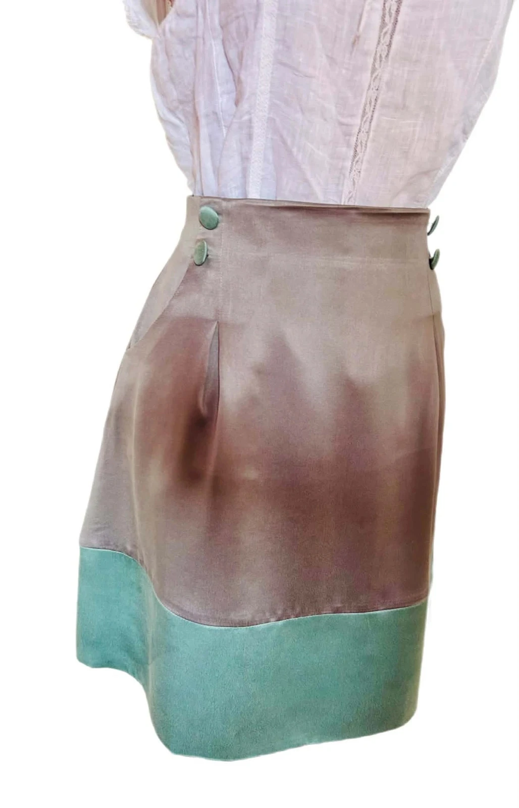 🩵🍃Saia 100% seda cottagecore romântica schabby chic vintage quiet luxury silk skirt 36/38🍃🩵 – photo 7